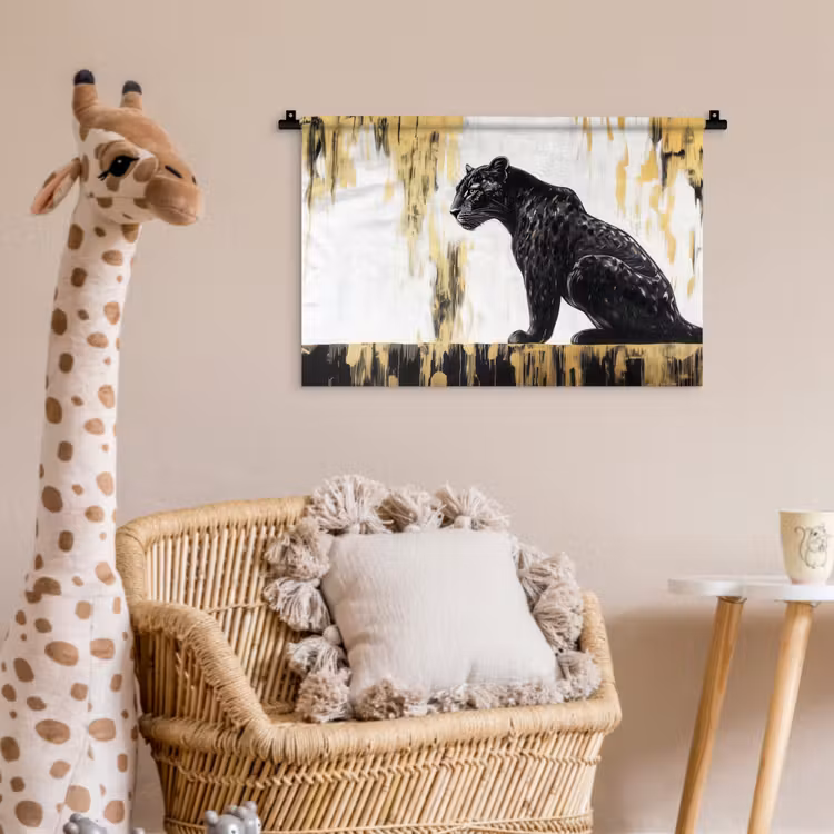 Wandkleed - Panter - Zwart - Abstract - Goud — 5
