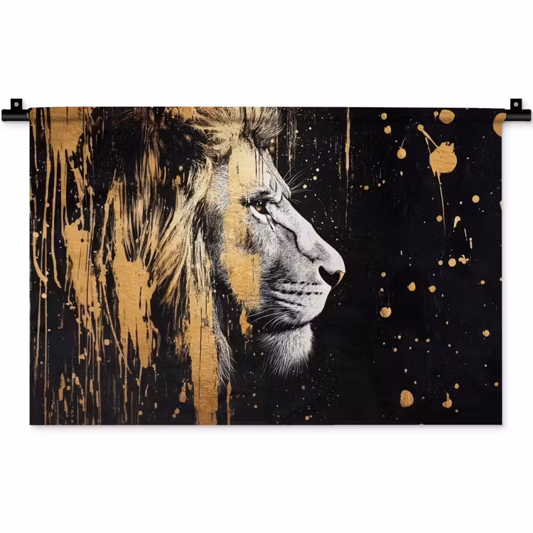 Wandkleed - Portret - Leeuw - Abstract - Goud — 1