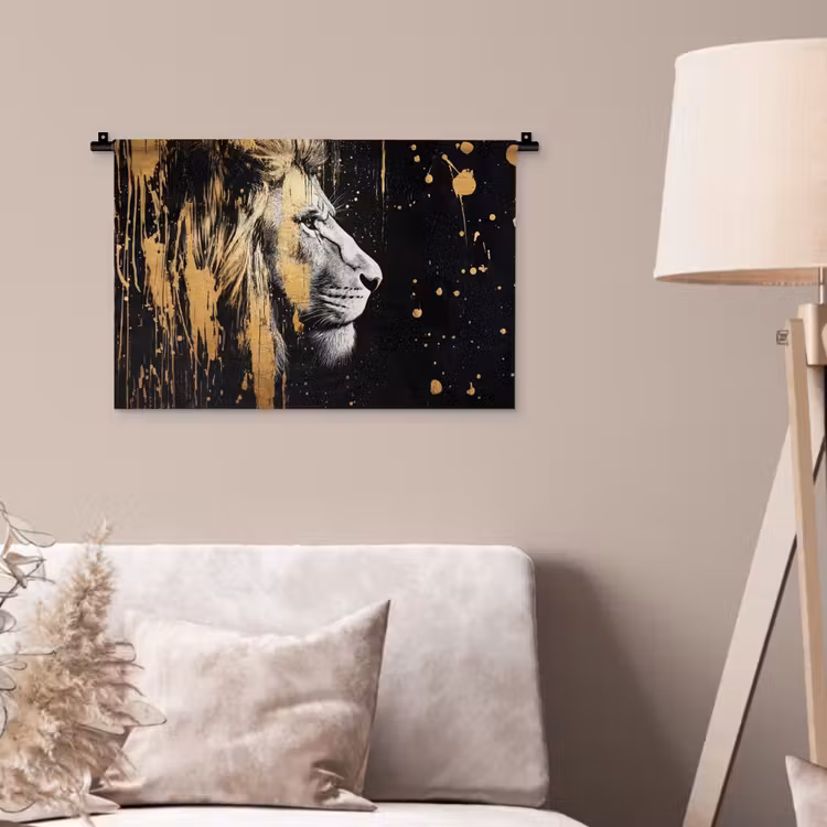 Wandkleed - Portret - Leeuw - Abstract - Goud — 2