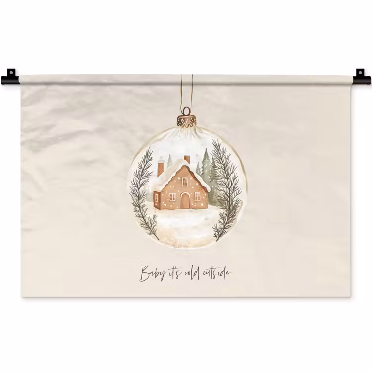 Wandkleed - Quote - Winter - Kerst - Beige - Kerstbal — 1