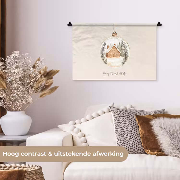 Wandkleed - Quote - Winter - Kerst - Beige - Kerstbal — 4