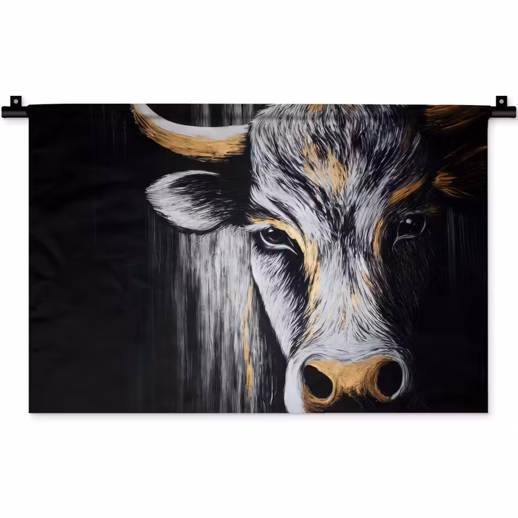 Wandkleed - Stier - Hoorns - Snuit - Goud — 1