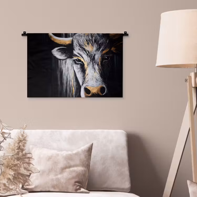 Wandkleed - Stier - Hoorns - Snuit - Goud — 2