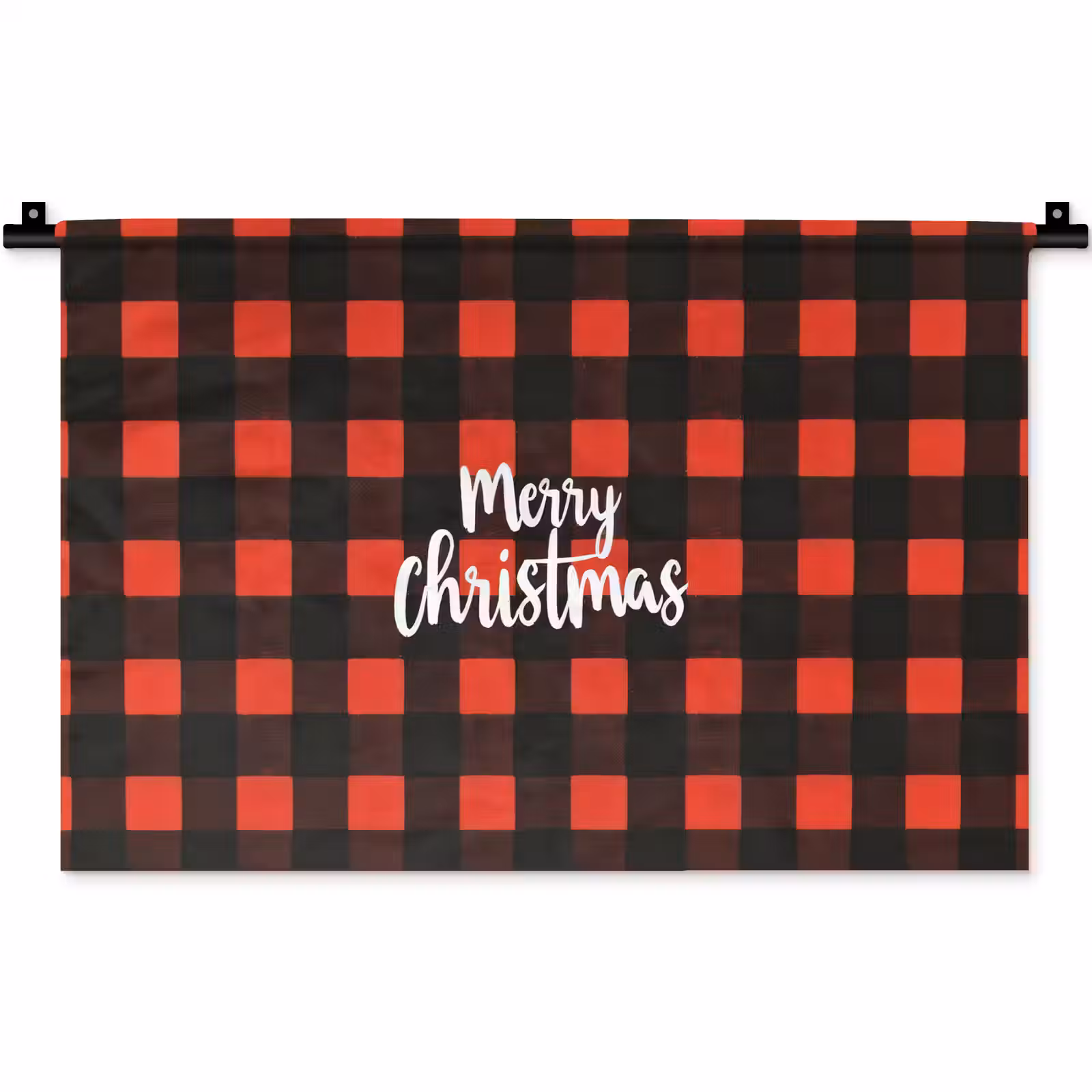 Wandkleed - Geruit - Rood - Tekst - Christmas — 1