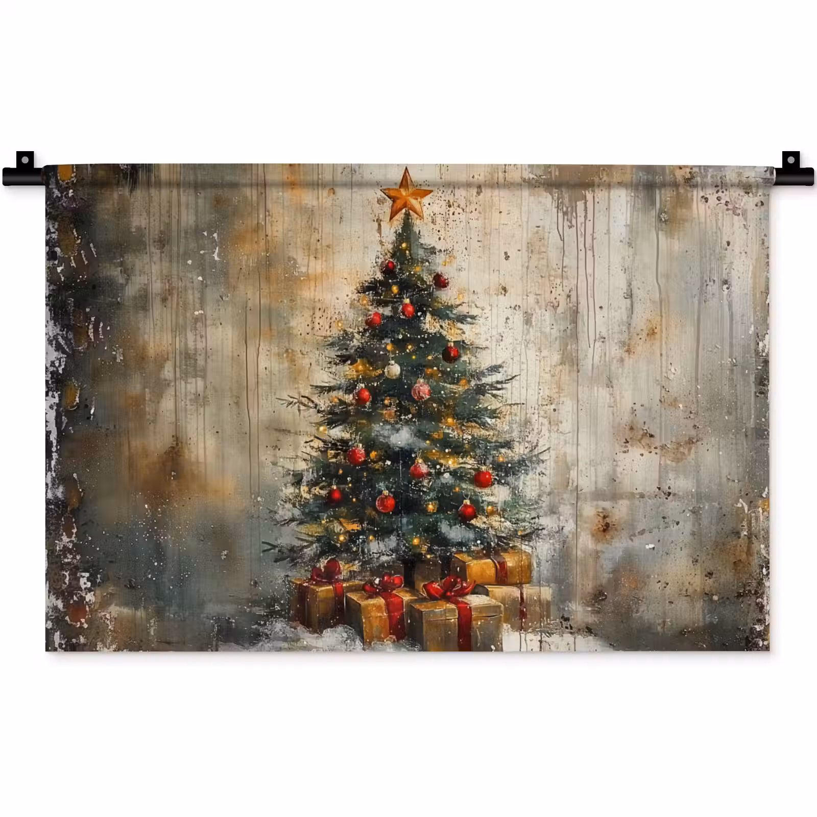 Wandkleed - Kerstboom - Vintage - Kerst - Cadeau — 1