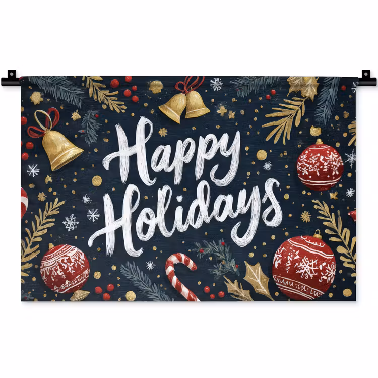 Wandkleed - Feestelijk - Kerstgroet - Kleurrijk — 1