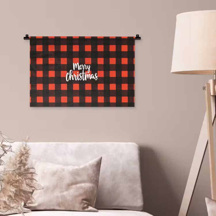 Wandkleed - Geruit - Rood - Tekst - Christmas — 2