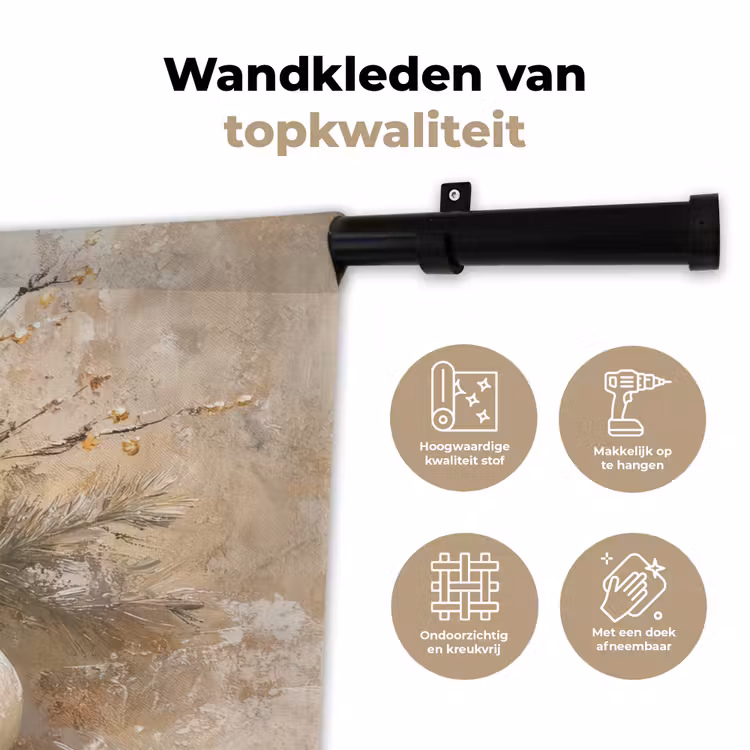 Wandkleed - Kerst - Kerstballen - Beige - Goud — 3