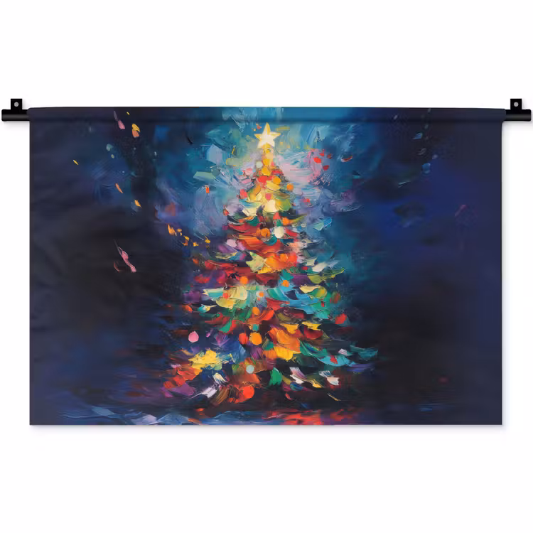Wandkleed - Kerstboom - Kerst - Abstract - Kleurrijk — 1