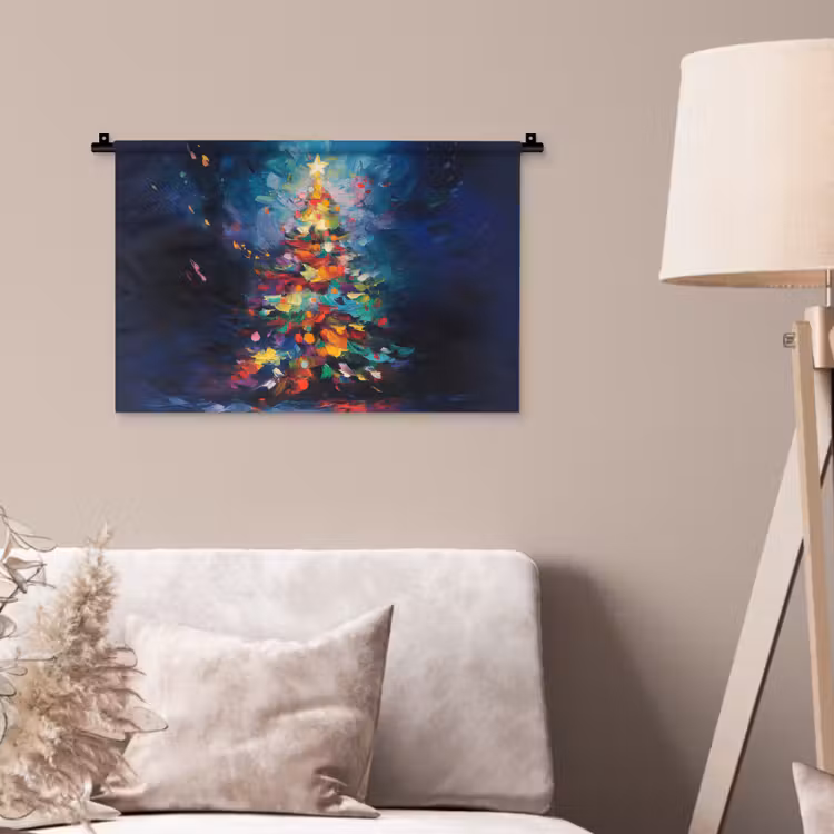 Wandkleed - Kerstboom - Kerst - Abstract - Kleurrijk — 2