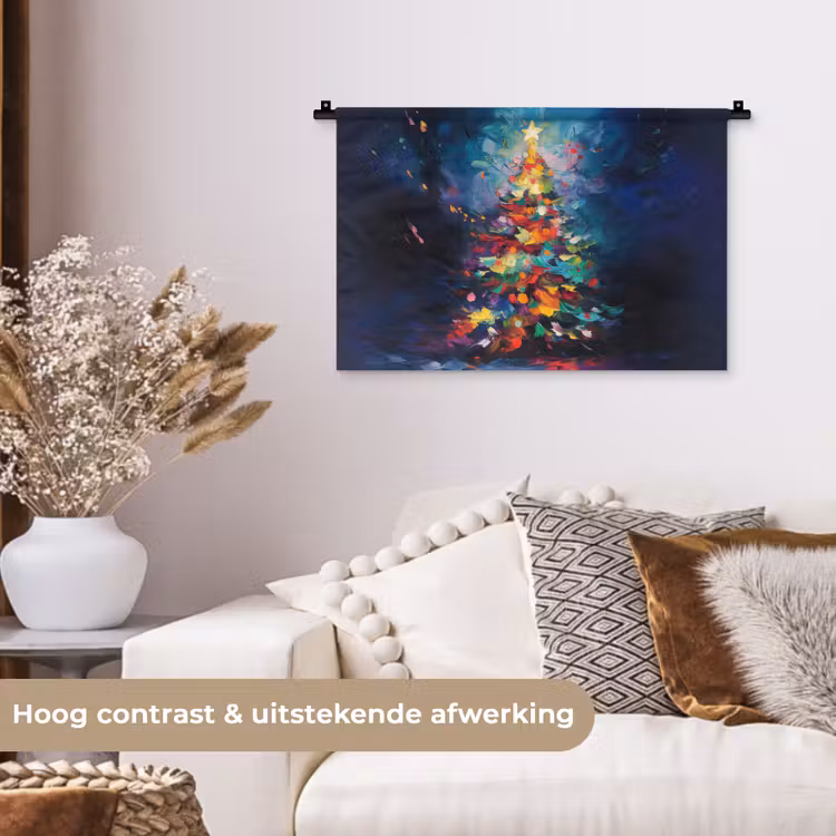Wandkleed - Kerstboom - Kerst - Abstract - Kleurrijk — 4