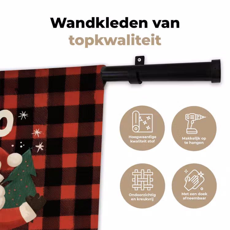 Wandkleed - Kerstman - Rendier - Tekst - Rood - Zwart — 3