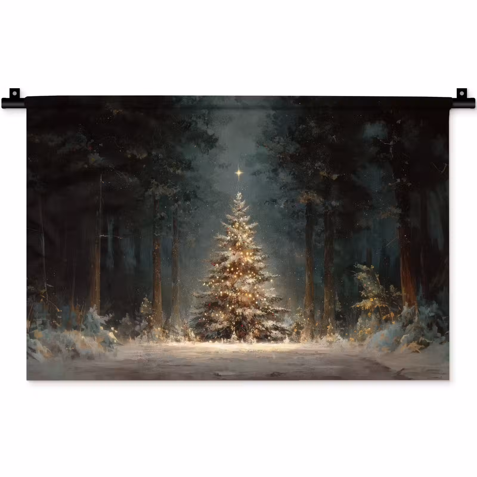 Wandkleed - Kerstboom - Bos - Sneeuw - meerkleurig — 1