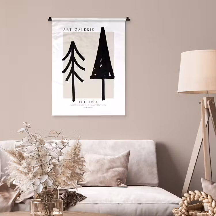 Wandkleed - Bomen - Kerst - Zwart - Feest — 2