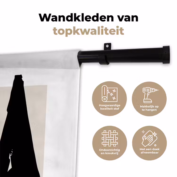 Wandkleed - Bomen - Kerst - Zwart - Feest — 3