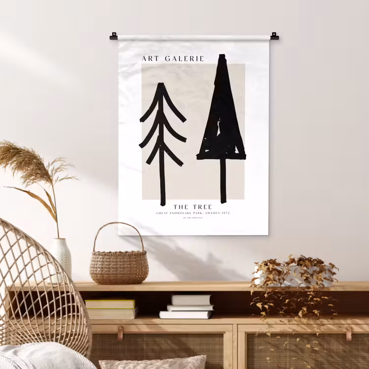 Wandkleed - Bomen - Kerst - Zwart - Feest — 4