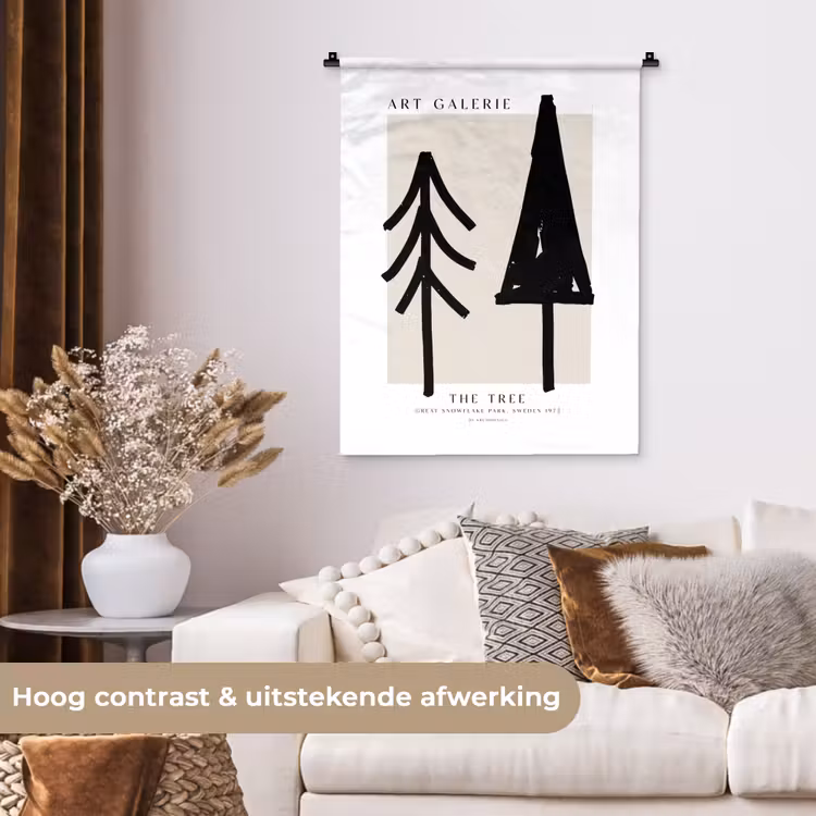 Wandkleed - Bomen - Kerst - Zwart - Feest — 5