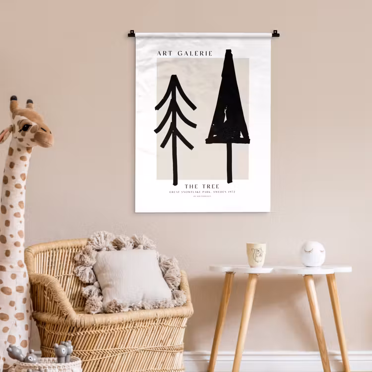 Wandkleed - Bomen - Kerst - Zwart - Feest — 6