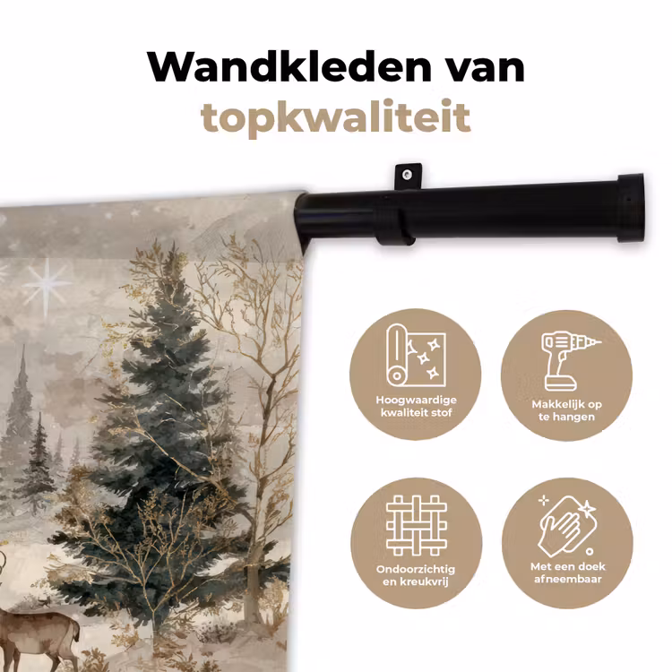 Wandkleed - Bos - Herten - Winter - Sneeuw — 3