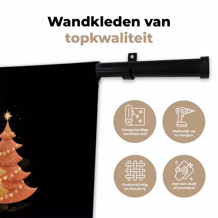 Wandkleed - Kerstbomen - Kleurrijk - Lichtjes - Ster — 3