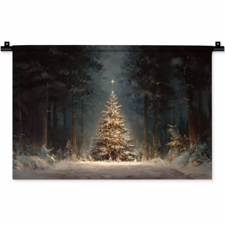 Wandkleed - Kerstboom - Bos - Sneeuw - meerkleurig — 1