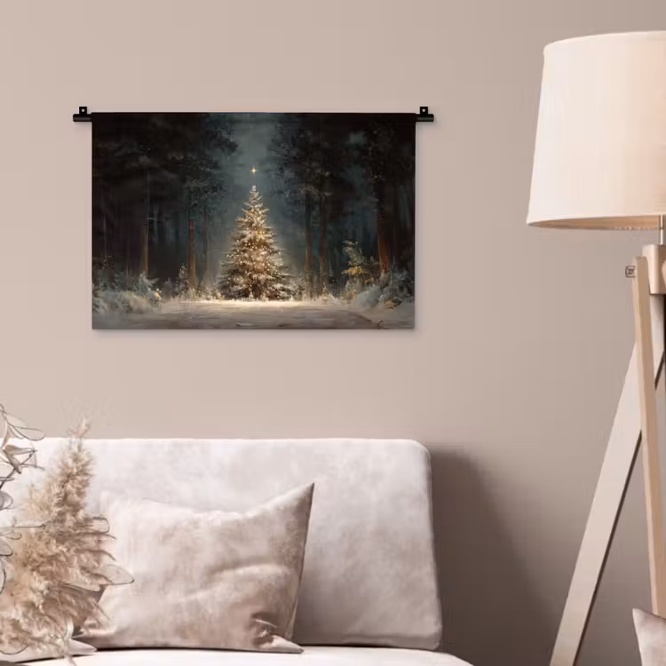 Wandkleed - Kerstboom - Bos - Sneeuw - meerkleurig — 2
