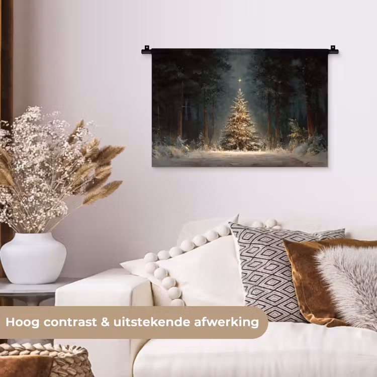 Wandkleed - Kerstboom - Bos - Sneeuw - meerkleurig — 4