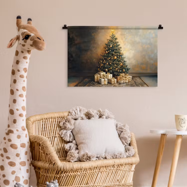 Wandkleed - Kerstboom - Cadeaus - Goud — 5