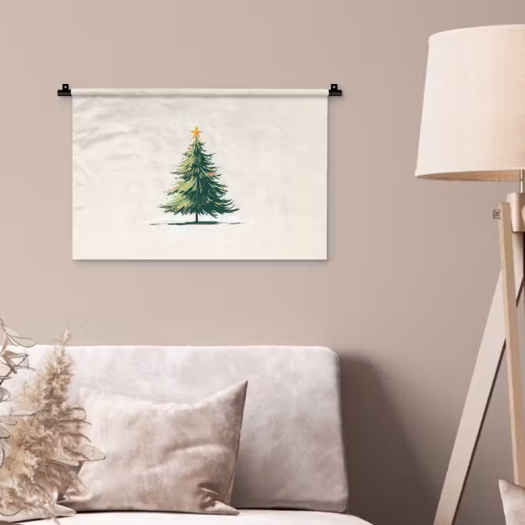 Wandkleed - Kerstboom - Illustratie - Ster - Sneeuw — 2