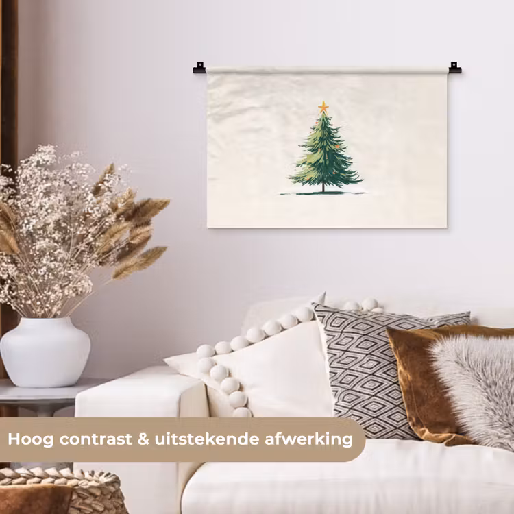 Wandkleed - Kerstboom - Illustratie - Ster - Sneeuw — 4