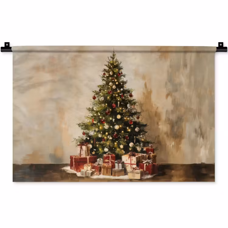 Wandkleed - Kerstboom - Versierd - Kleurrijk — 1