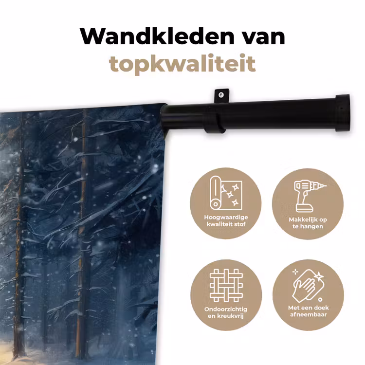 Wandkleed - Kerstlicht - Woud - Hert - Donker — 3