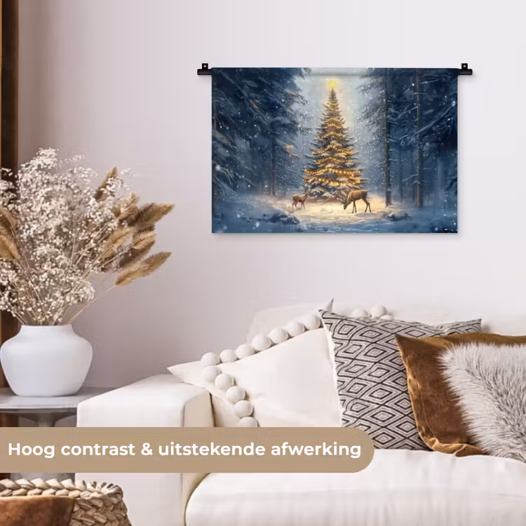 Wandkleed - Kerstlicht - Woud - Hert - Donker — 4