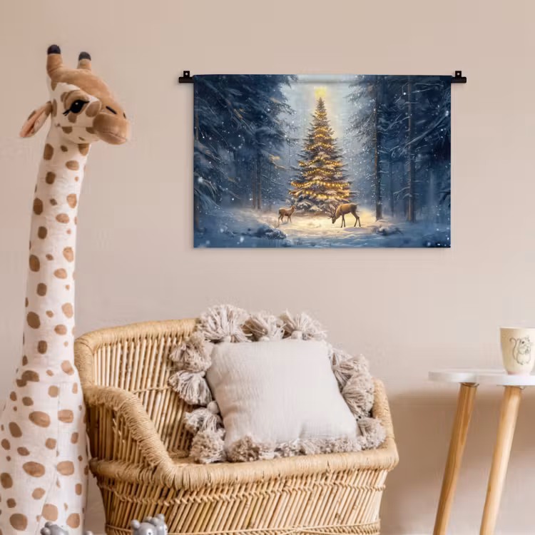 Wandkleed - Kerstlicht - Woud - Hert - Donker — 5