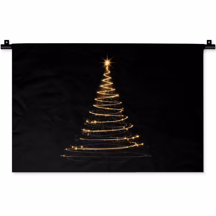 Wandkleed - Magisch - Kerstboom - Lichtspiralen - Zwart — 1