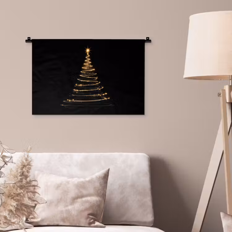 Wandkleed - Magisch - Kerstboom - Lichtspiralen - Zwart — 2