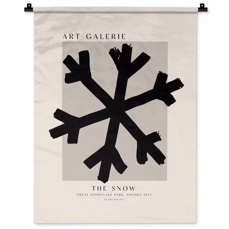 Wandkleed - Sneeuwvlok - Kerstmis - Zwart - Feestdagen — 1