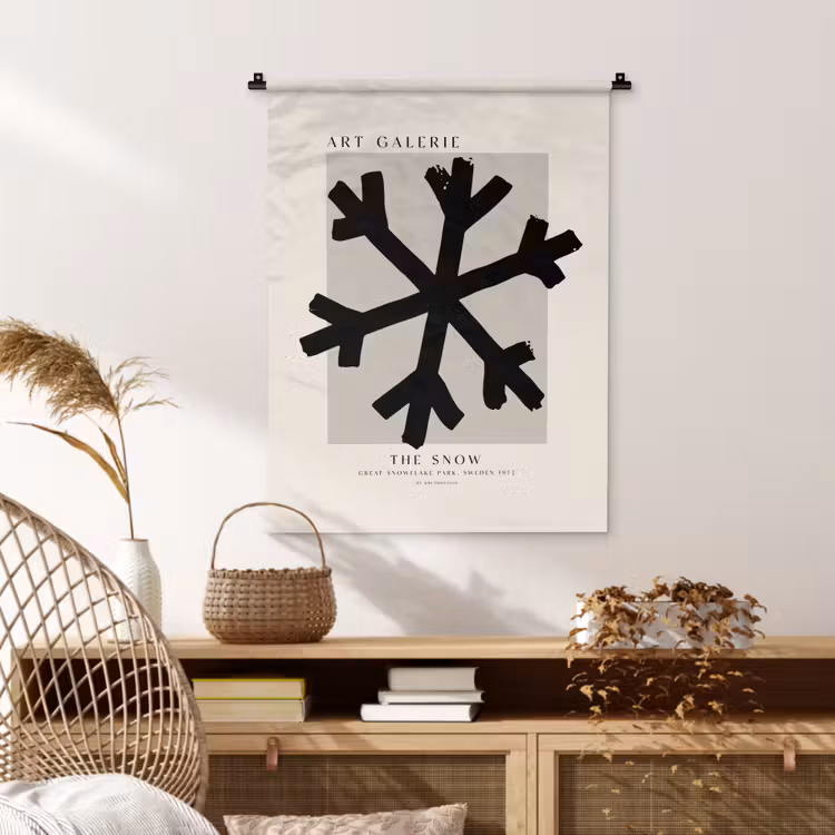 Wandkleed - Sneeuwvlok - Kerstmis - Zwart - Feestdagen — 4