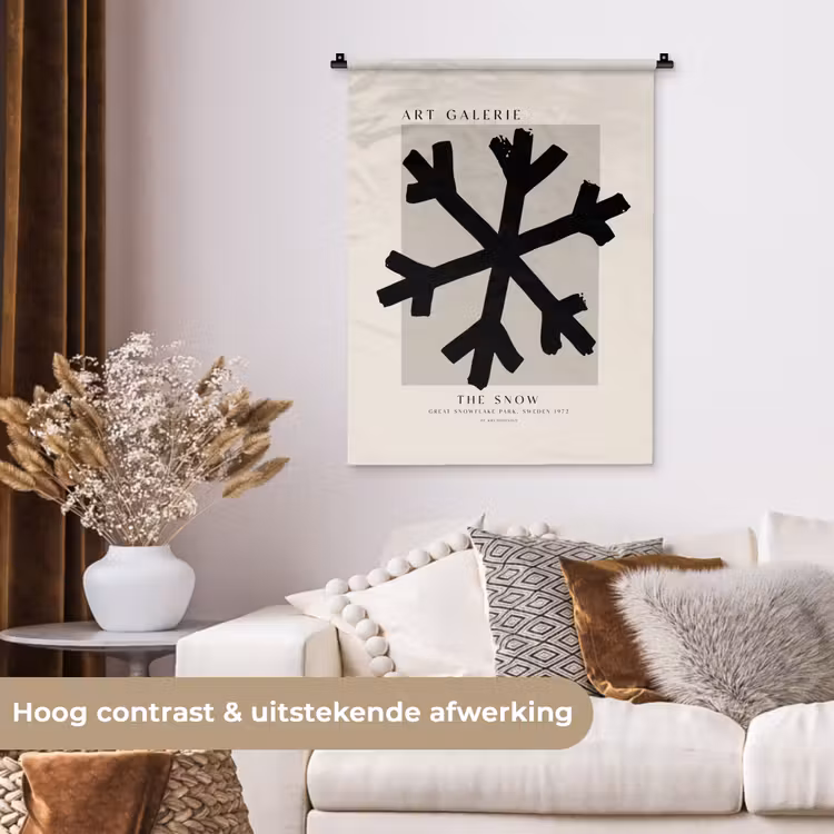 Wandkleed - Sneeuwvlok - Kerstmis - Zwart - Feestdagen — 5
