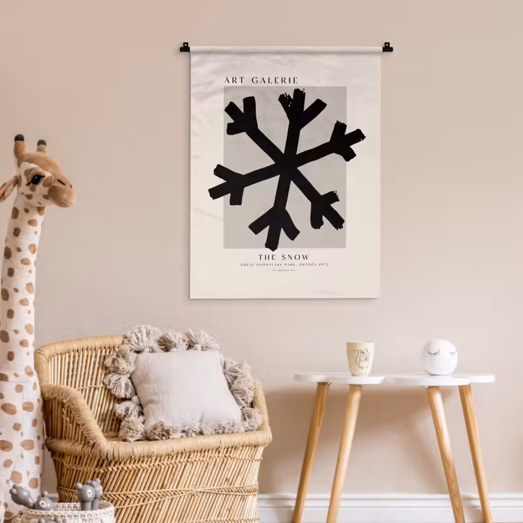 Wandkleed - Sneeuwvlok - Kerstmis - Zwart - Feestdagen — 6