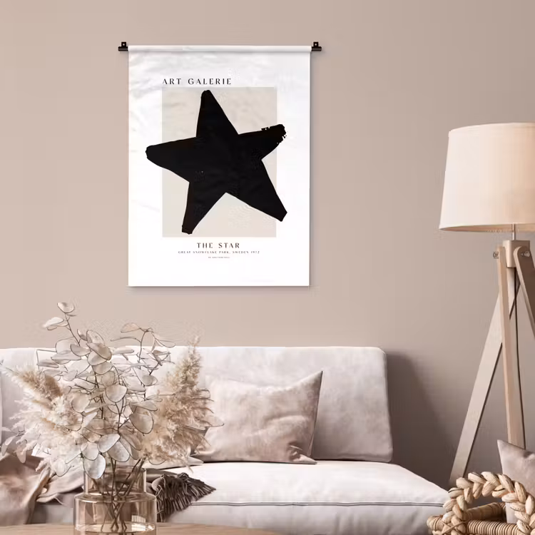 Wandkleed - Sterren - Zwart - Kerstmis - Feestdagen — 2
