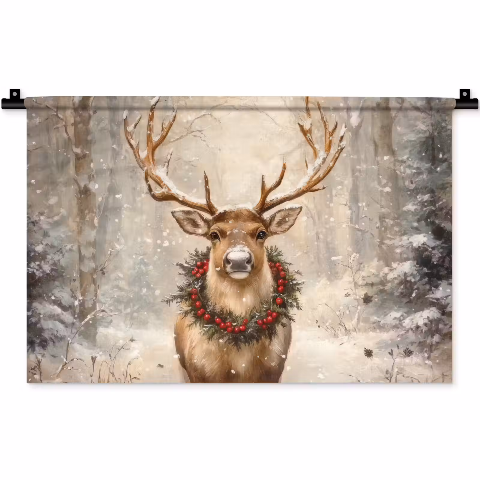 Wandkleed - Kerst - Rendier - Winter - Krans — 1