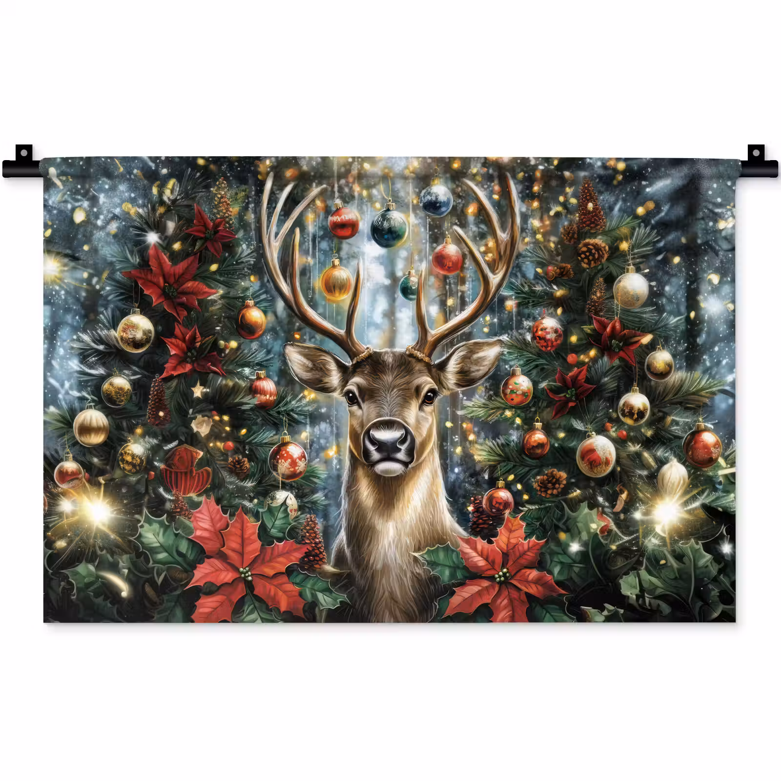 Wandkleed - Kerstfeest - Dennenbos - Rood — 1