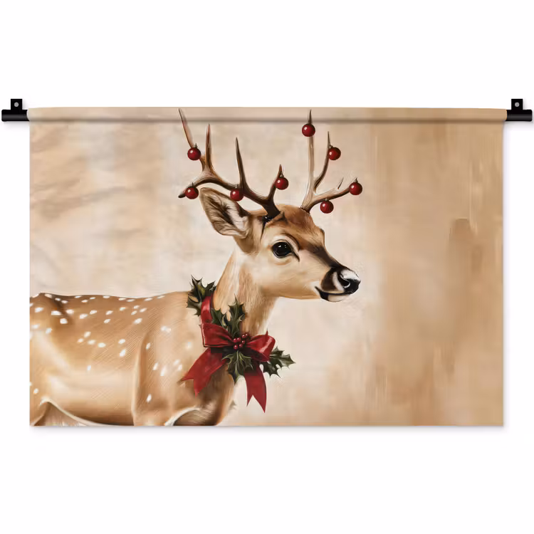 Wandkleed - Gewei - Kerst - Rendier - Rood — 1
