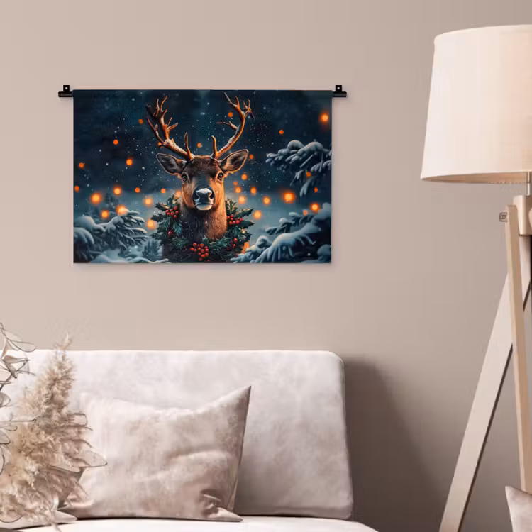 Wandkleed - Hert - Kerst - Winter - Sneeuw - Kerstkrans — 2
