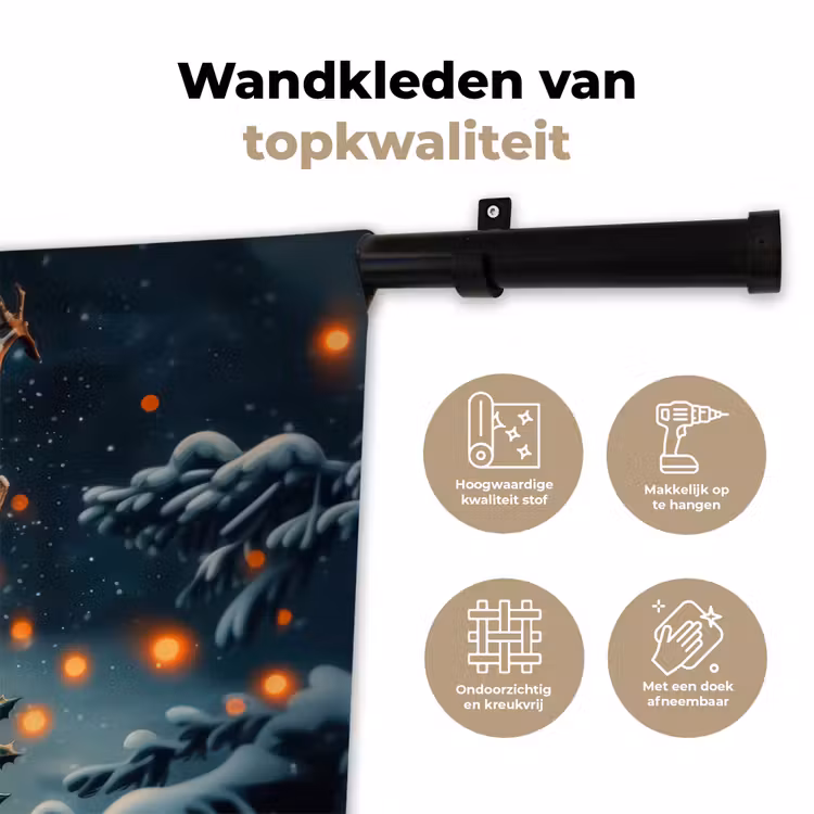 Wandkleed - Hert - Kerst - Winter - Sneeuw - Kerstkrans — 3