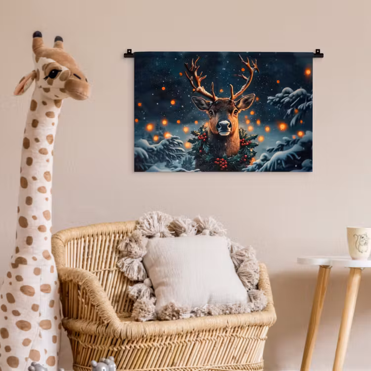 Wandkleed - Hert - Kerst - Winter - Sneeuw - Kerstkrans — 5