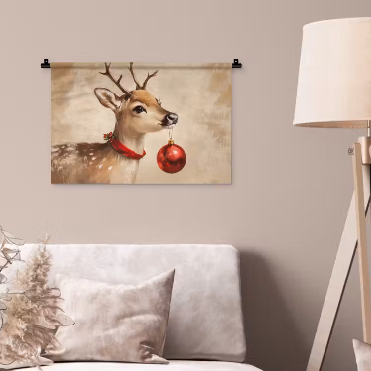 Wandkleed - Kerst - Hert - Gewei - Kerstbal - Rendier — 2