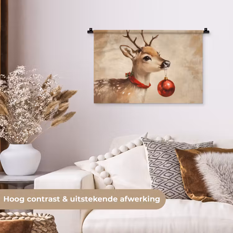 Wandkleed - Kerst - Hert - Gewei - Kerstbal - Rendier — 4