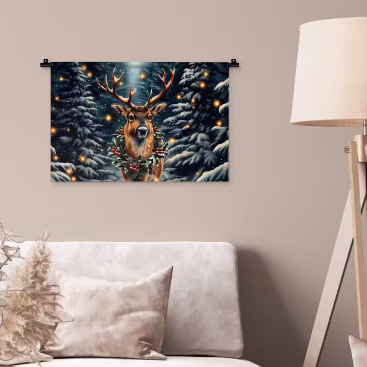 Wandkleed - Kerst - Magie - Bos - Kleurrijk — 2